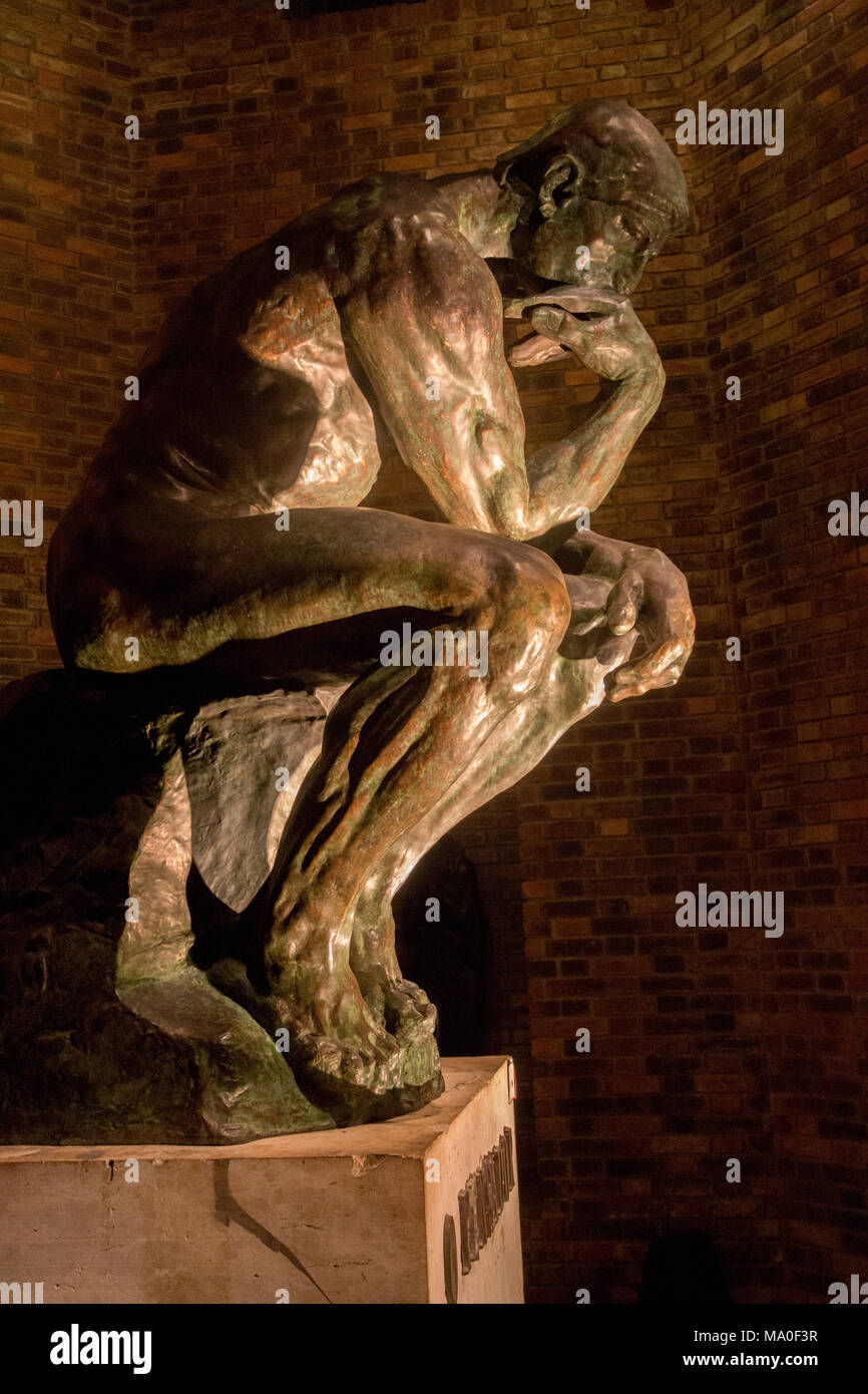 Rodin il pensatore scultura Foto Stock