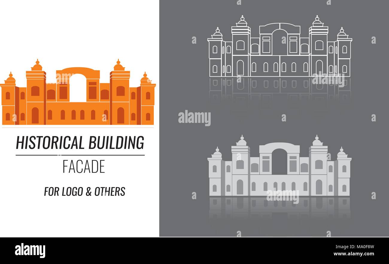 Costruzione classica architettura fatta nel vettore. Illustrazione Vettoriale
