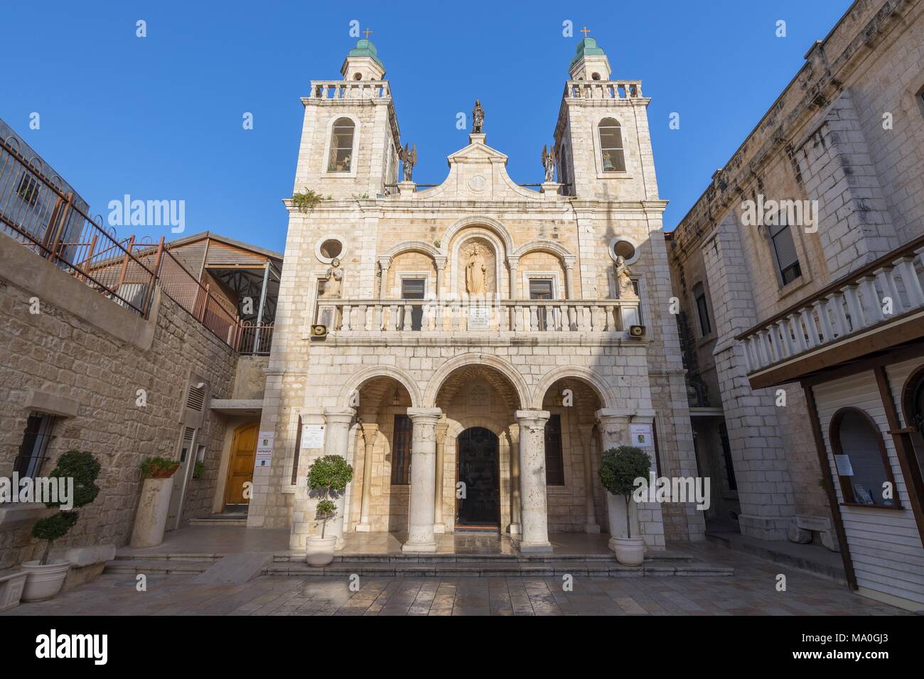 La Chiesa di Cana in Terra Santa, costruito sul sito di Gesù il primo miracolo, Israele. Foto Stock