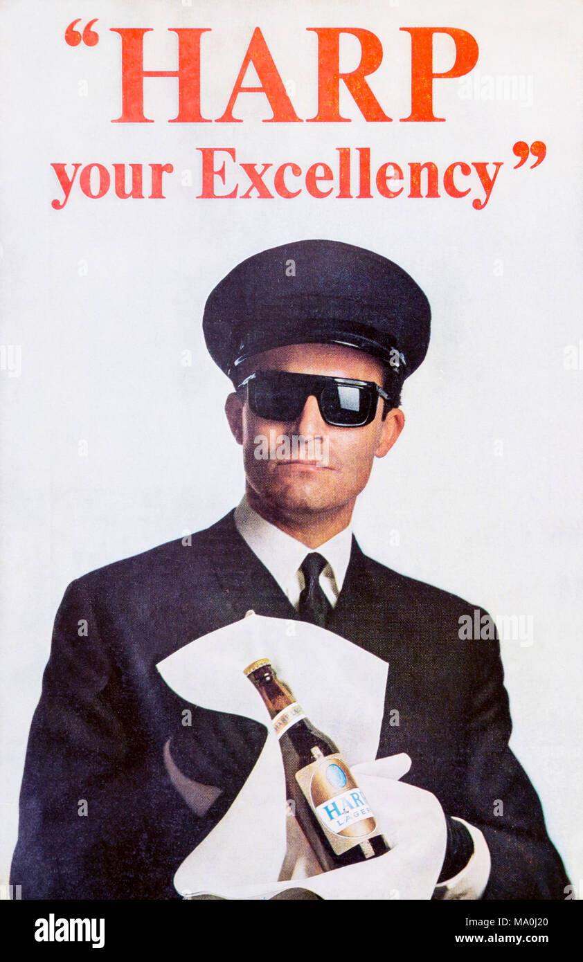 Un 1960 Pubblicità Pubblicità Arpa lager. Foto Stock