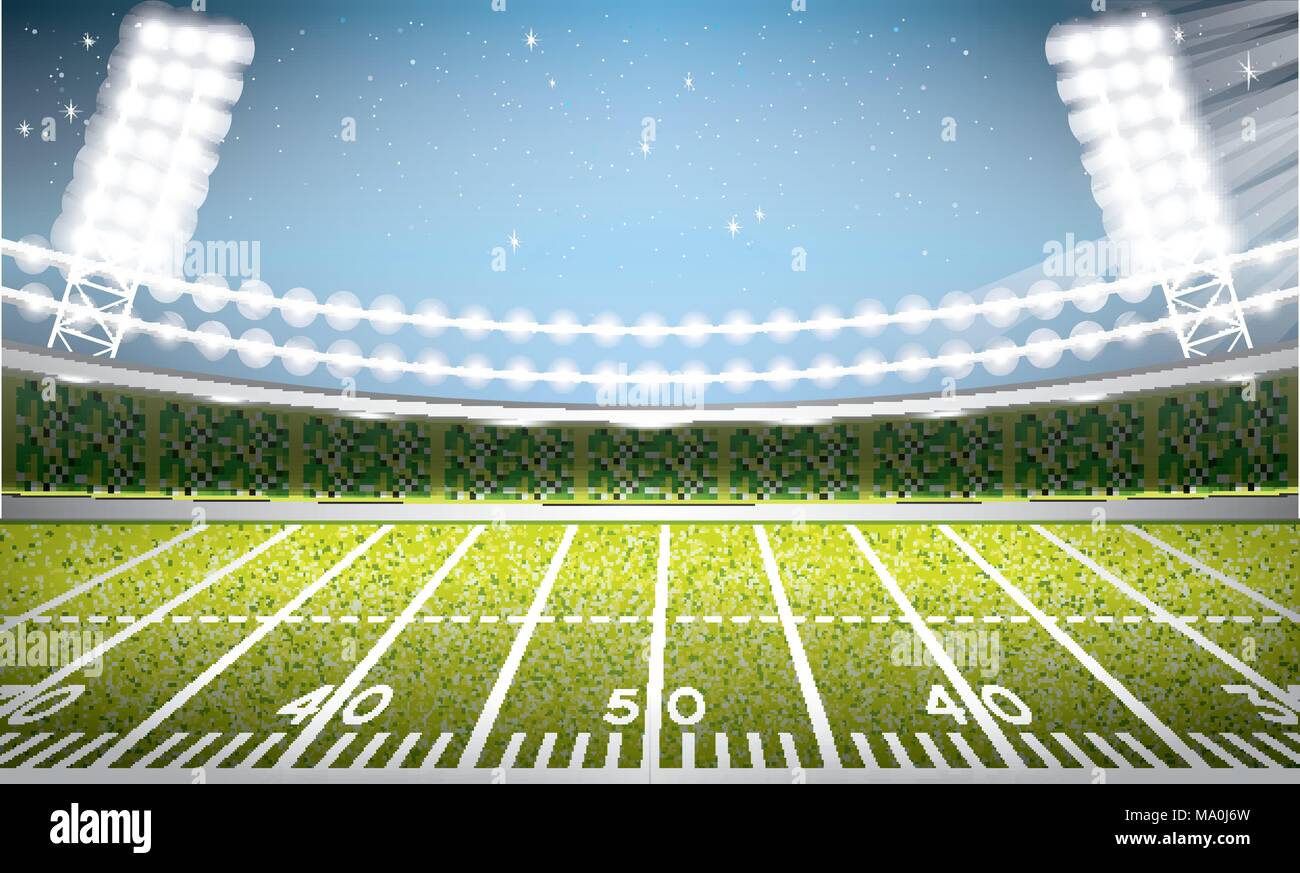 American Football Stadium Arena. Illustrazione Vettoriale. Illustrazione Vettoriale