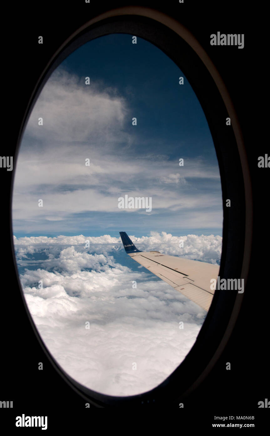 Il Nepal 2014. A bordo di un Buddha aereo - la vista di una finestra. Foto Stock