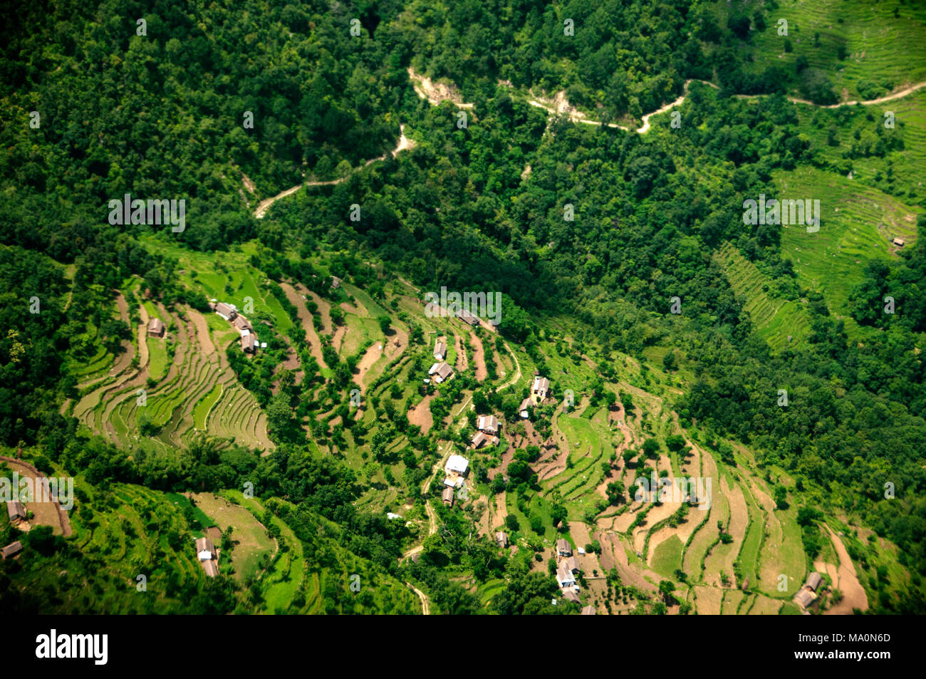 Il Nepal 2014. Volando sopra la valle di Arun. Foto Stock