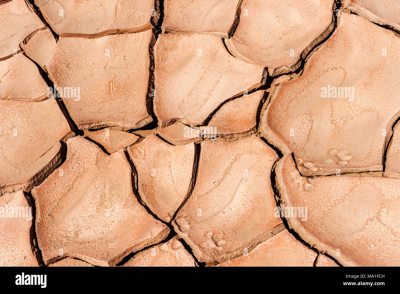 Terra di cracking da secchezza nel deserto, opere come sfondo o texture Foto Stock