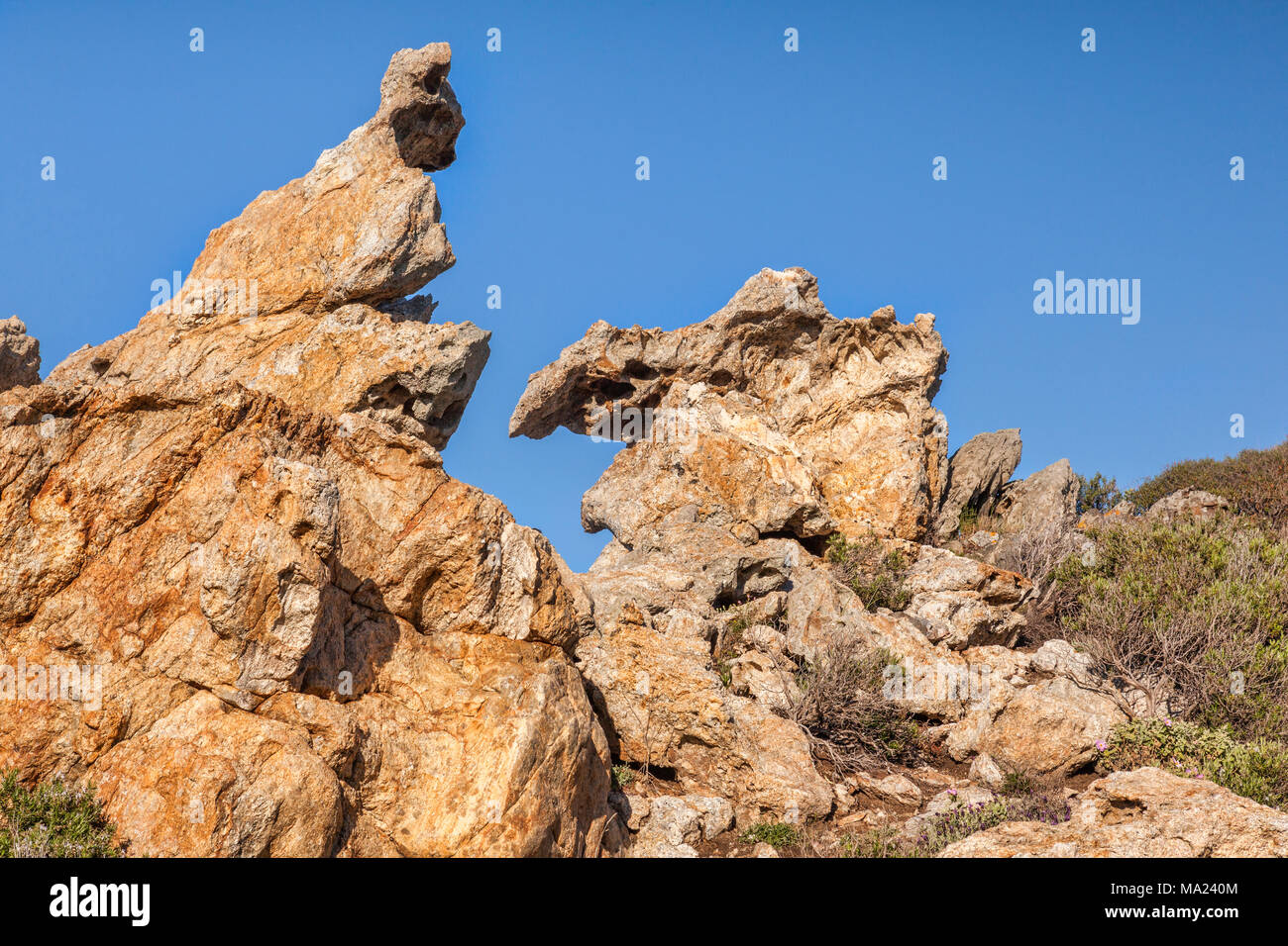 Una delle formazioni rocciose che ha ispirato l'artista Salvador Dali, Cap de Creus, Catalogna, Spagna Foto Stock