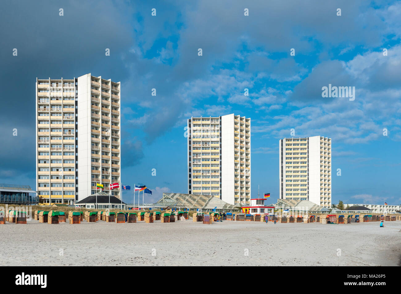 South beach con hotel e centro di vacanze IFA, Burgtiefe, Fehmarn, Mar Baltico, Schleswig-Holstein, Germania, Europa Foto Stock