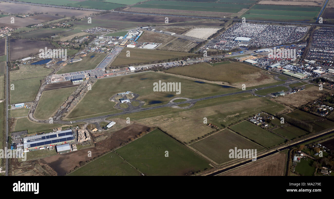 Vista aerea del campo di aviazione Sandtoft Foto Stock