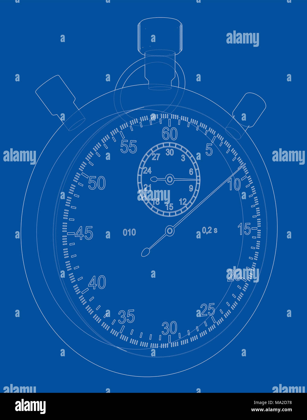 Il cronometro o il timer sketch. 3d'illustrazione. Filo-stile cornice Foto Stock