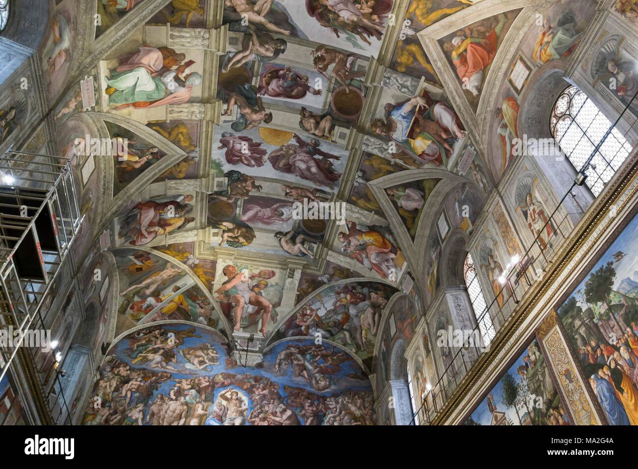 La famosa Cappella Sistina soffitto Foto Stock