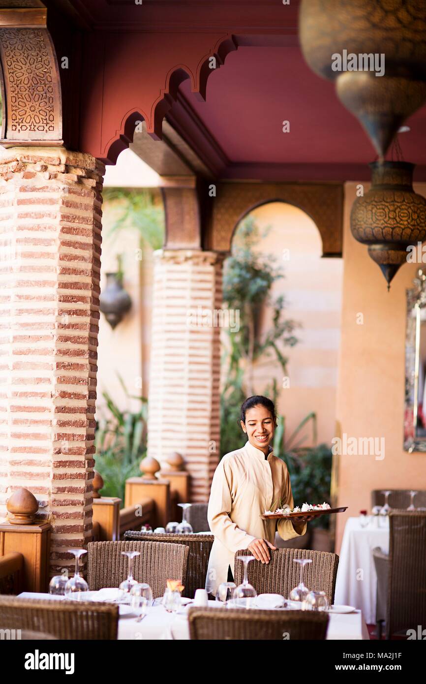 Il ristorante La Maison Arabe, Marrakech, Marocco Foto Stock