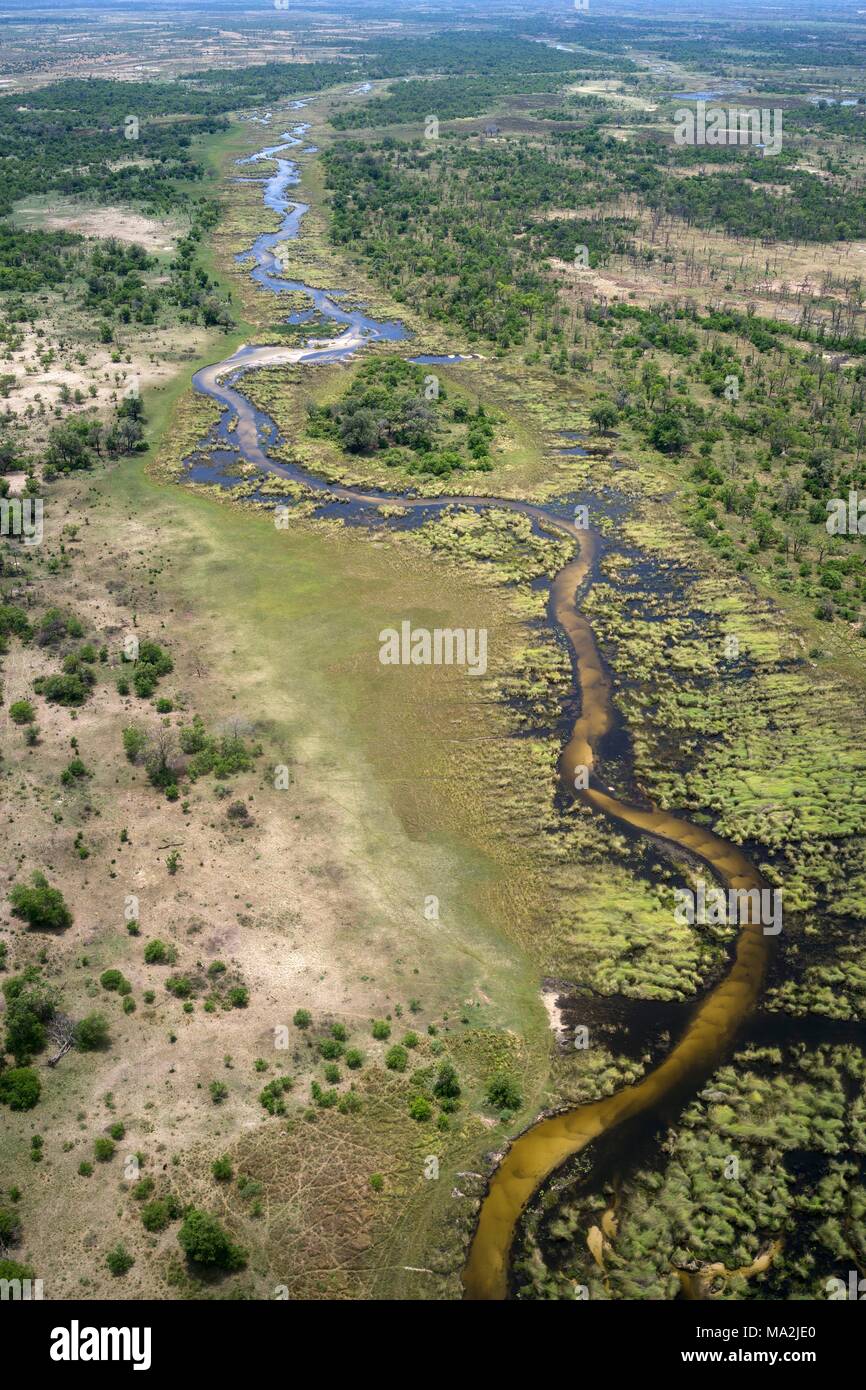 Una veduta aerea di Okavango Delta, Botswana Foto Stock