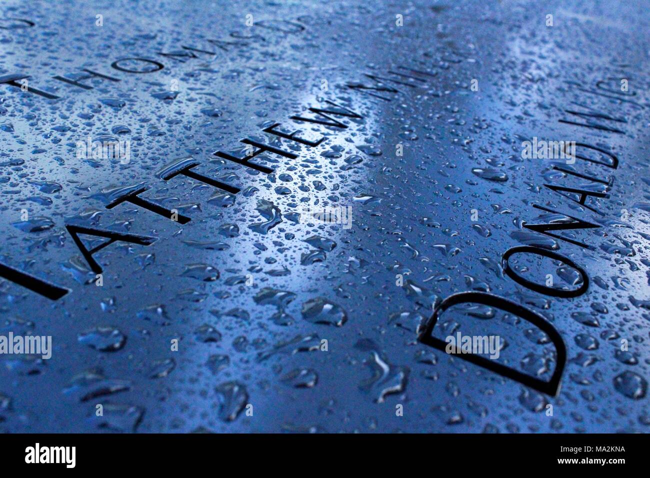 Focus su una statua commemorativa di gemelli in New York, Stati Uniti d'America Foto Stock