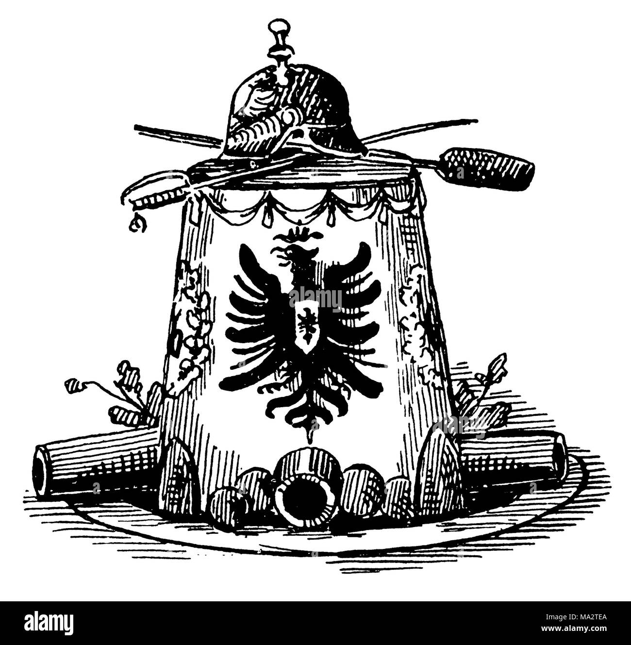 Bombe di ghiaccio con casco pungenti e saber Foto Stock