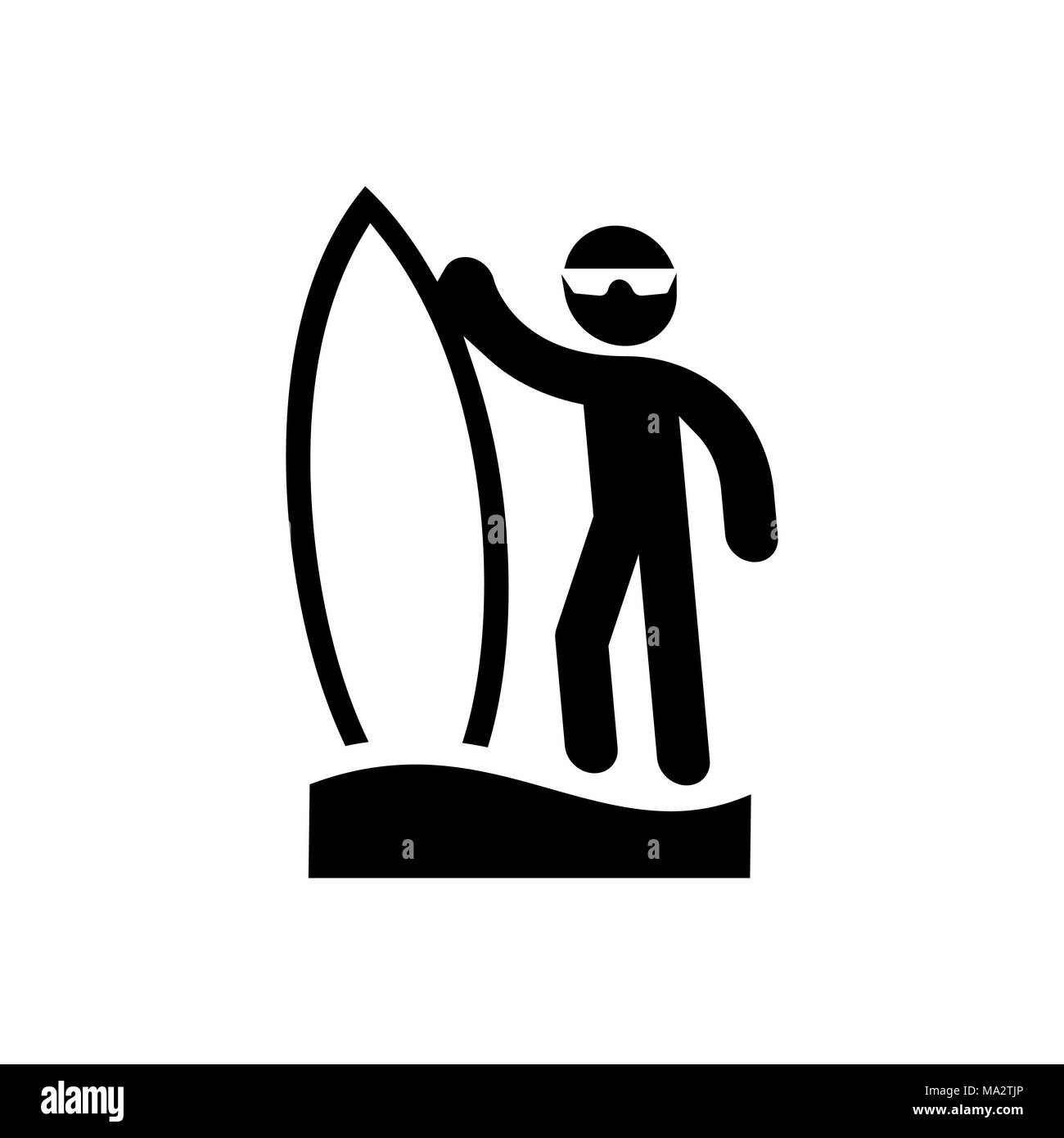 Icona del surfista. Spiaggia e vacanze icona illustrazione vettoriale. Surf. Illustrazione Vettoriale