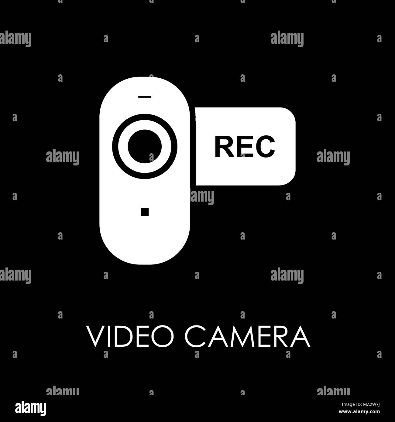 Icona videocamera simbolo stile piatto illustrazione vettoriale. Illustrazione Vettoriale