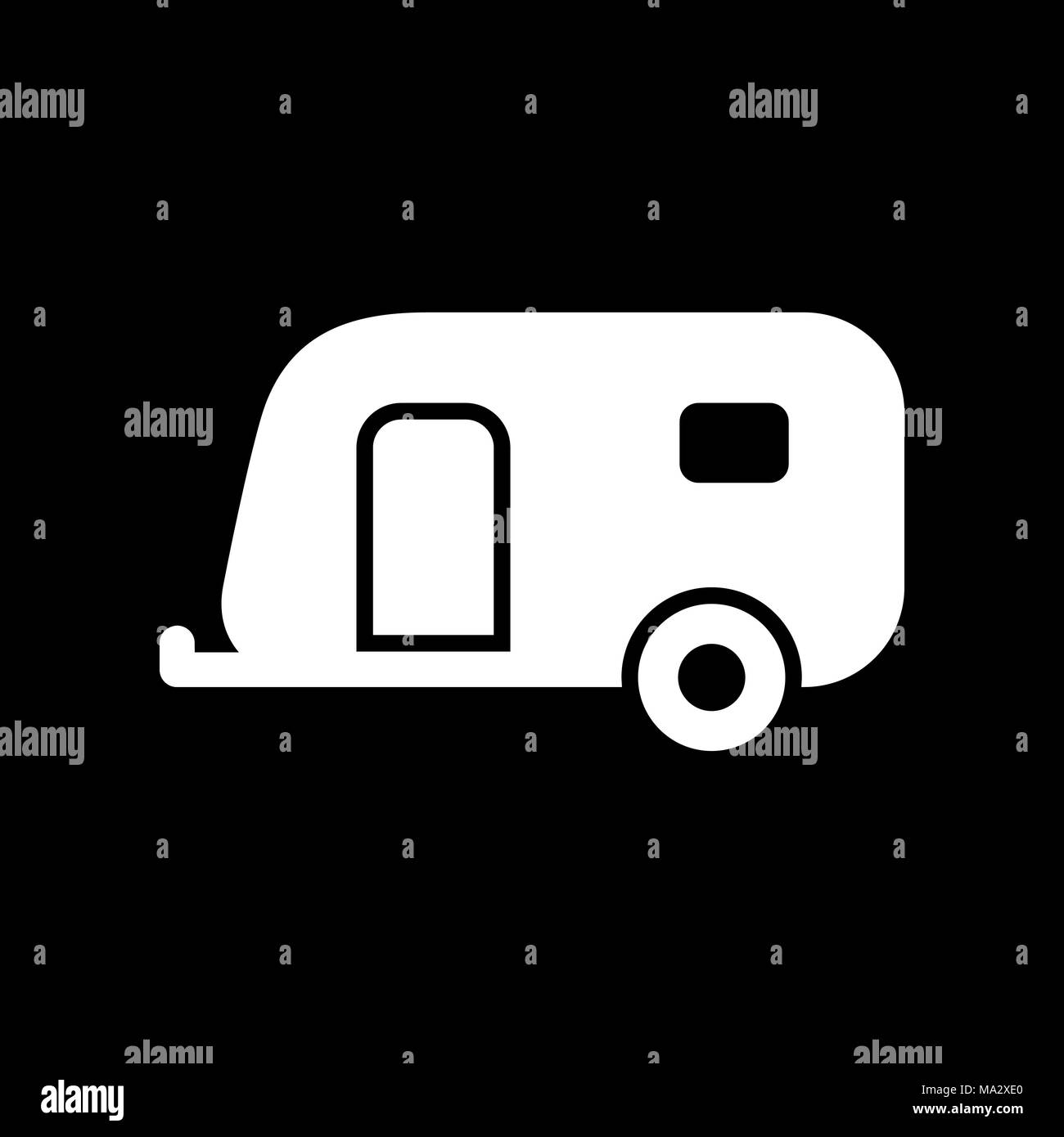 Caravan icona rimorchio semplice piatto illustrazione vettoriale. Illustrazione Vettoriale