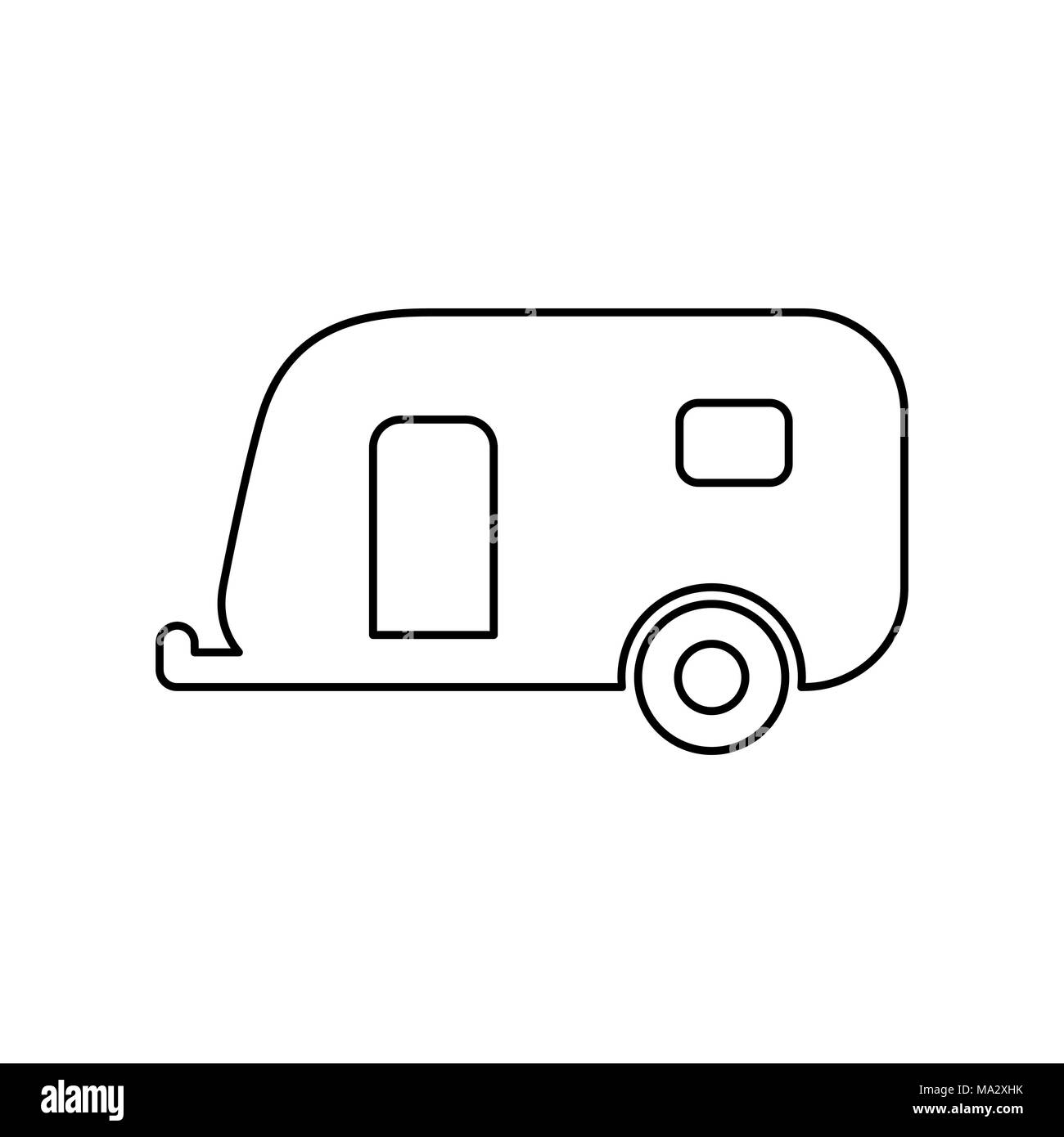 Caravan icona rimorchio semplice piatto illustrazione vettoriale. Illustrazione Vettoriale