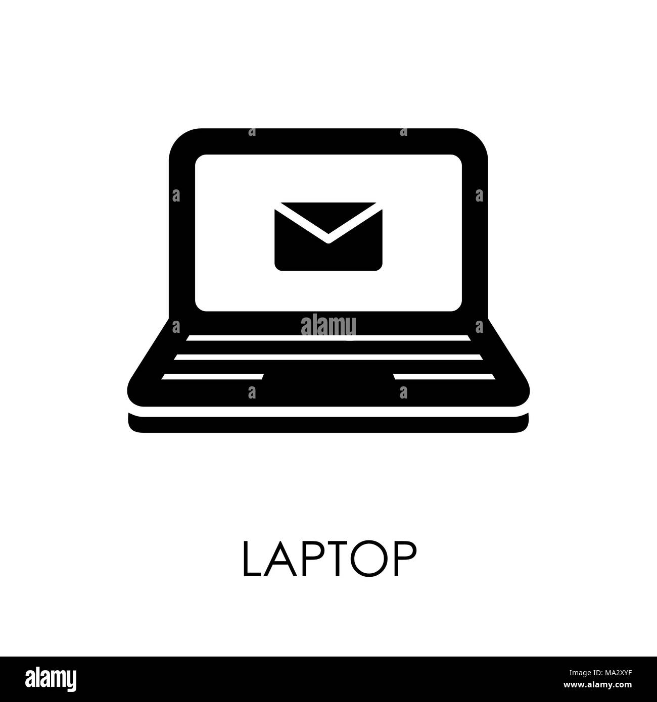 Laptop simbolo icona di stile piatto illustrazione vettoriale. Illustrazione Vettoriale