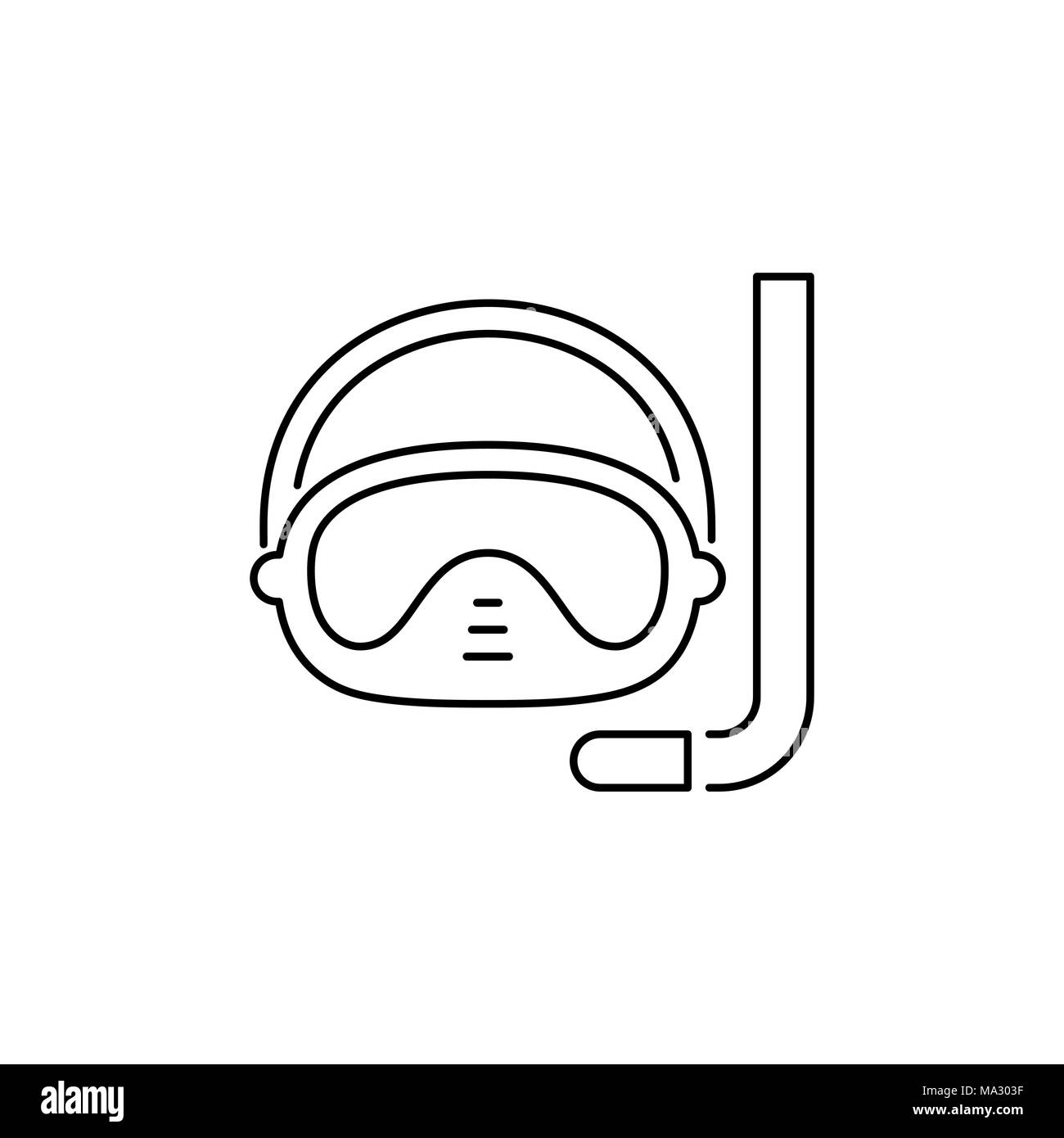 Maschera subacquea icona piatto semplice illustrazione di stile. Illustrazione Vettoriale