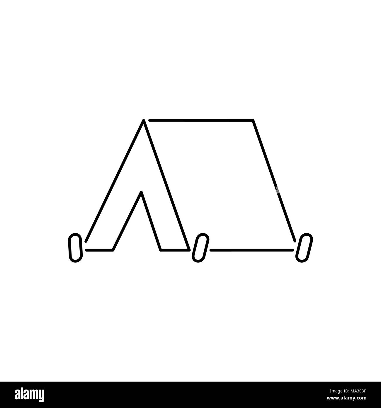 Tenda da campeggio icona stand semplice piatto illustrazione. Illustrazione Vettoriale