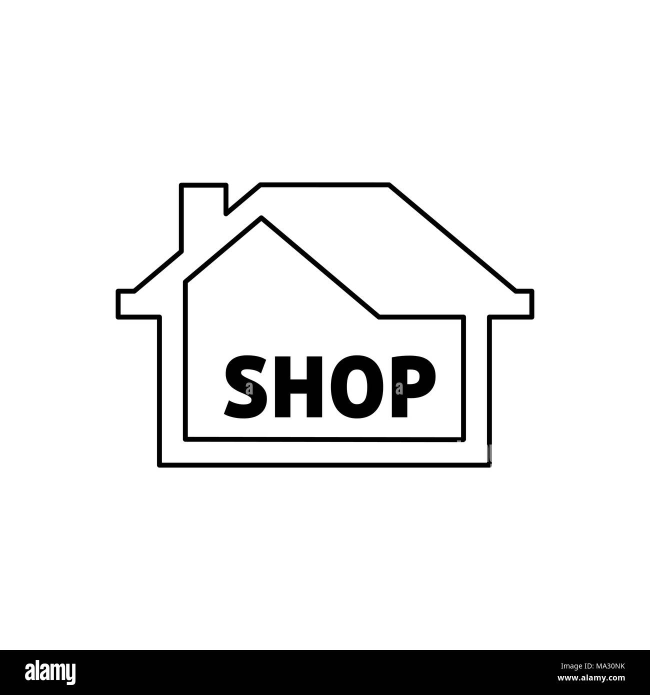 Shop icona building semplice piatto illustrazione vettoriale. Illustrazione Vettoriale