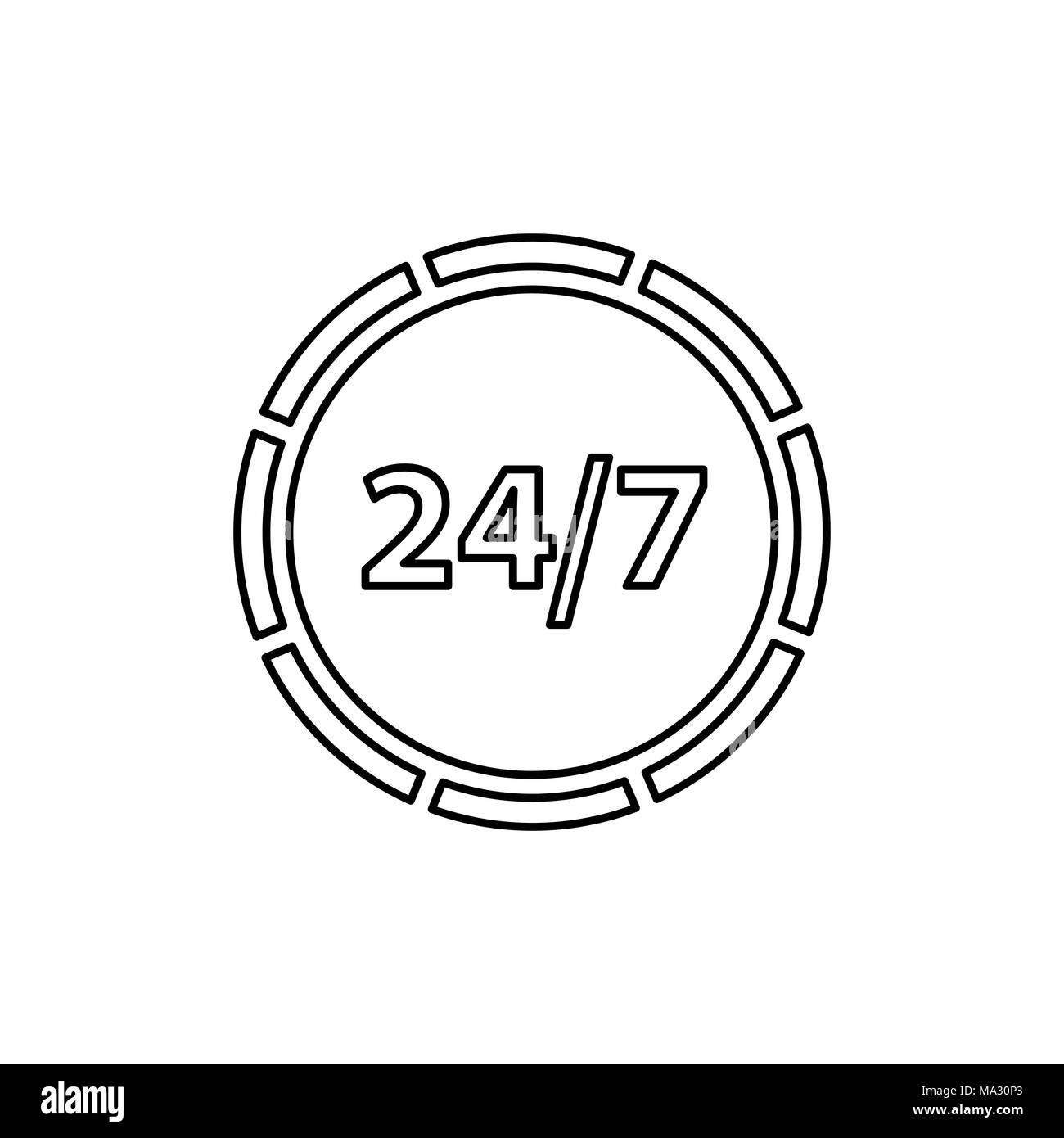 24 ore icona. In qualsiasi momento il supporto piatto icona vettore. Illustrazione Vettoriale