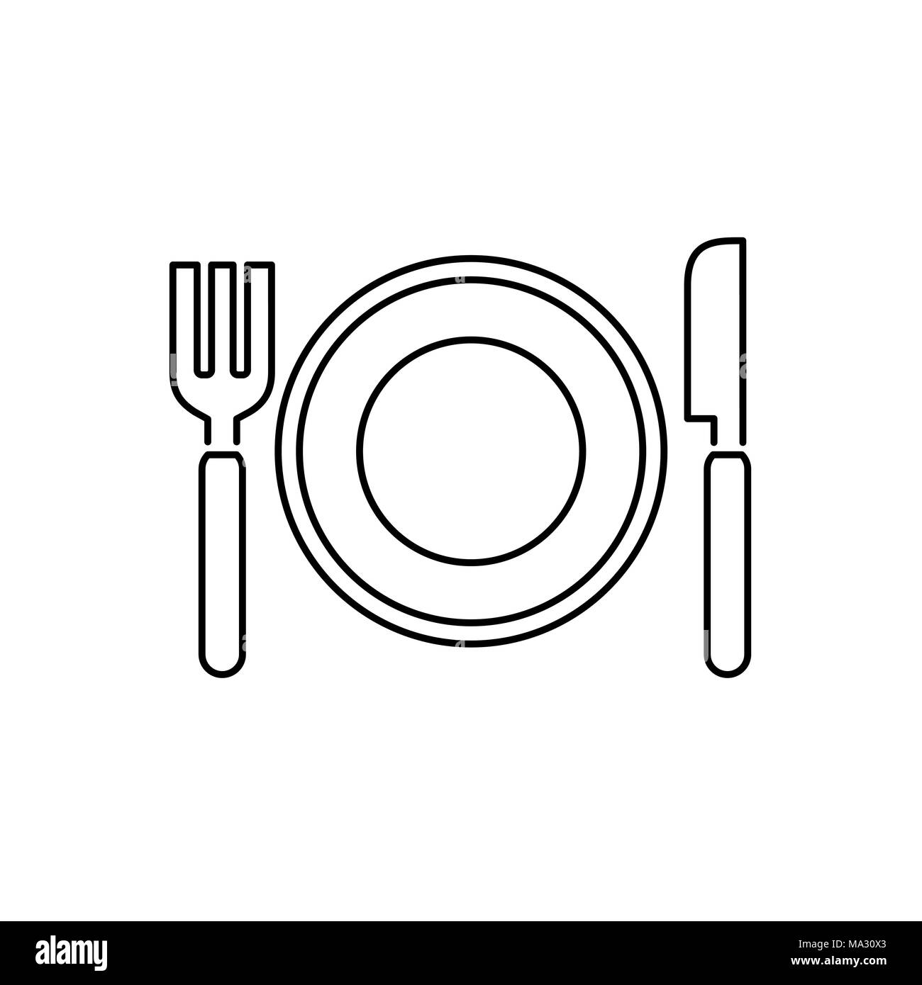 Piastra di cibo semplice icona di stile piatto illustrazione vettoriale. Illustrazione Vettoriale