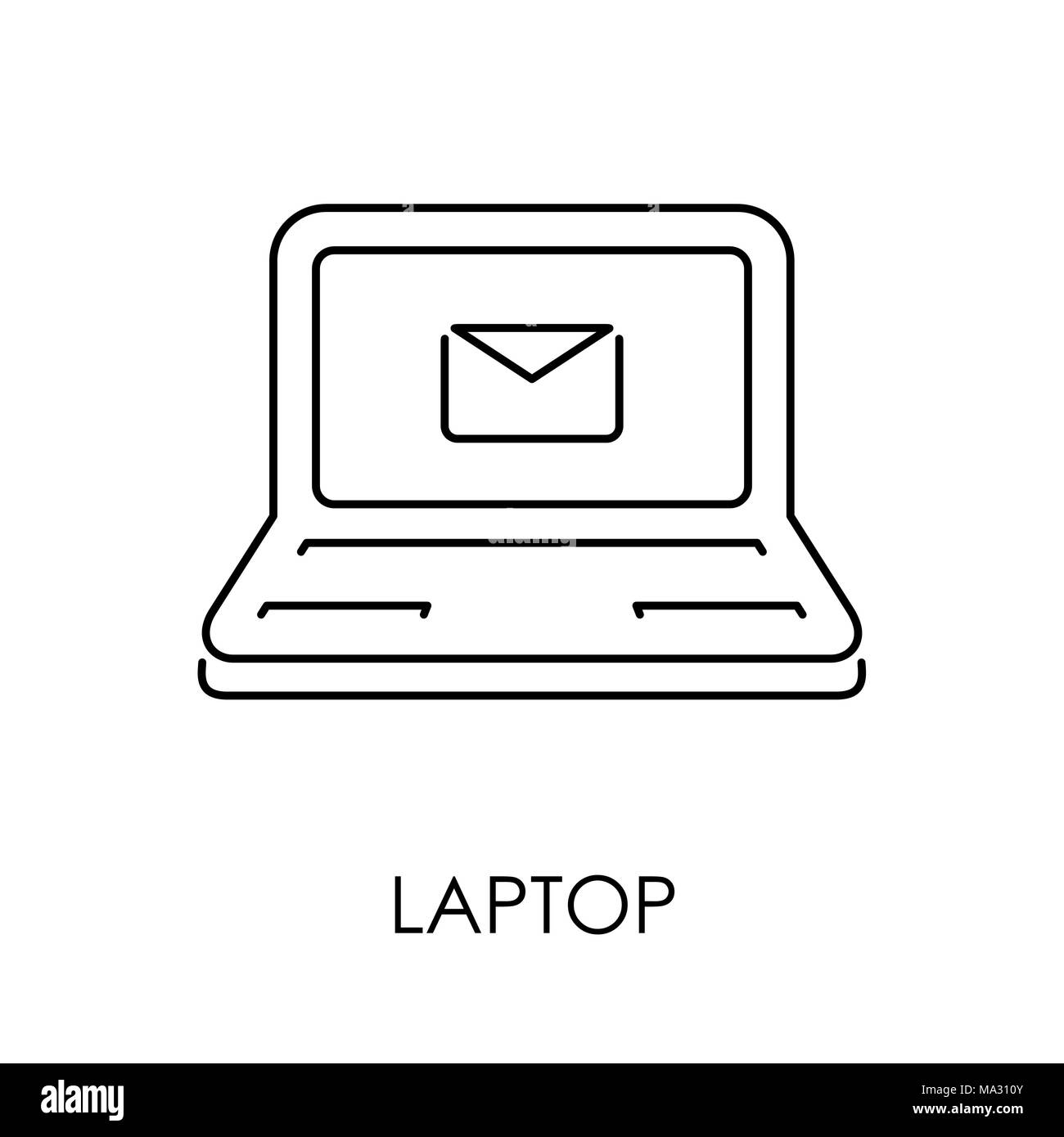Laptop simbolo icona di stile piatto illustrazione vettoriale. Illustrazione Vettoriale