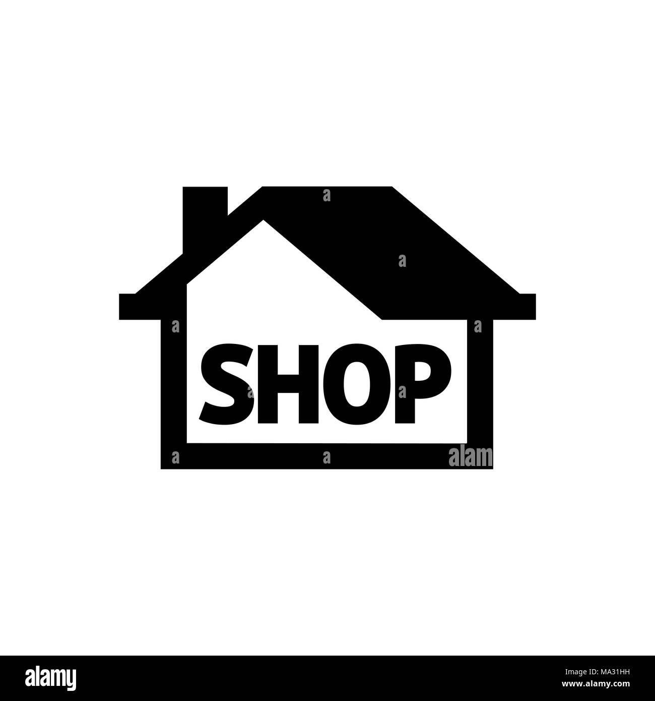 Shop icona building semplice piatto illustrazione vettoriale. Illustrazione Vettoriale