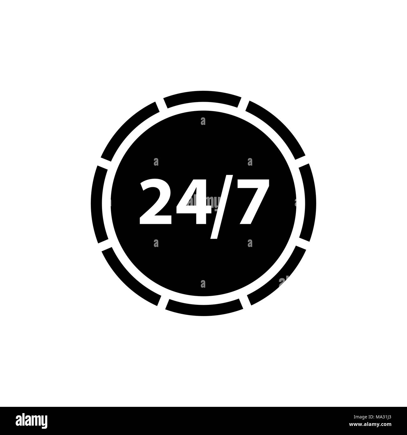 24 ore icona. In qualsiasi momento il supporto piatto icona vettore. Illustrazione Vettoriale