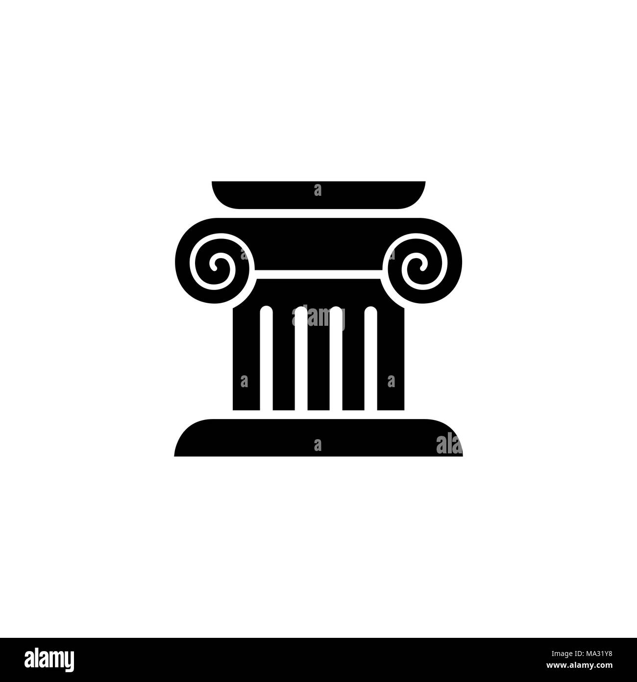 Colonna icona capitale logo piatto semplice illustrazione stile segno. Illustrazione Vettoriale