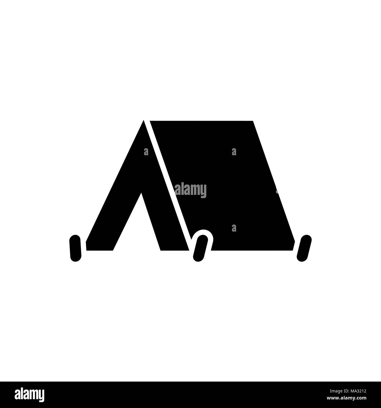 Tenda da campeggio icona stand semplice piatto illustrazione. Illustrazione Vettoriale