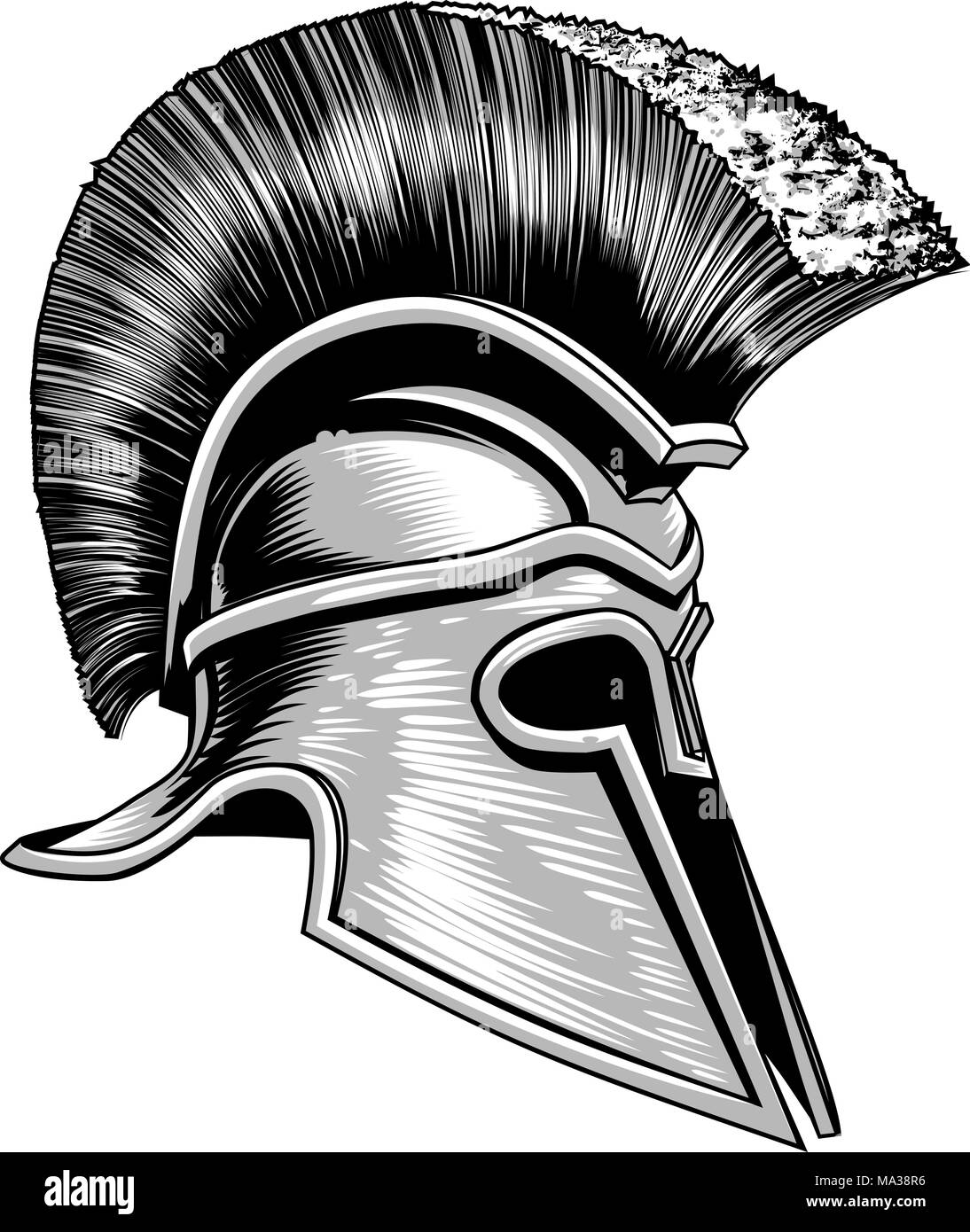 Spartan Greco Antico Guerriero di Troia casco Illustrazione Vettoriale