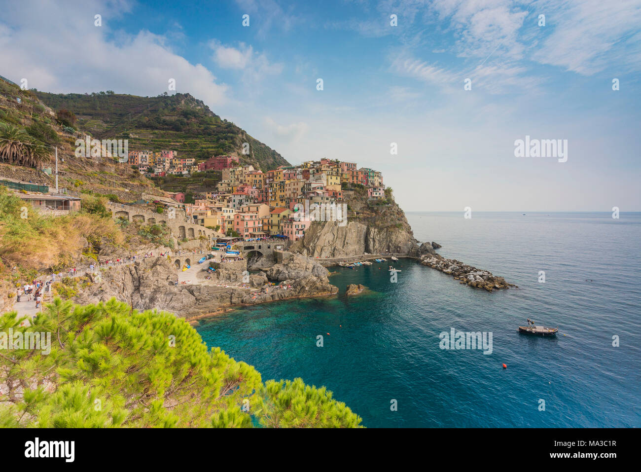 Manarola, il Parco Nazionale delle Cinque Terre, Liguria, Italia Foto Stock