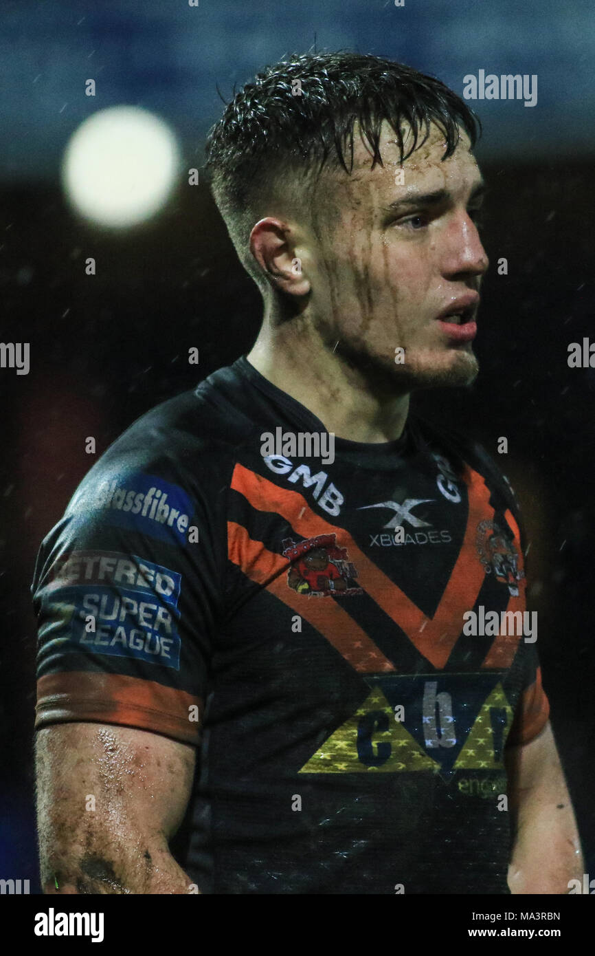 Wakefield, Regno Unito. Il 29 marzo 2018 , Mobile RocketStadium, Wakefield, Inghilterra; Betfred Super League Rugby, Wakefield Trinity v Castleford Tigers; Jake Trueman di Castleford Tigers Credito: News Immagini/Alamy Live News Foto Stock