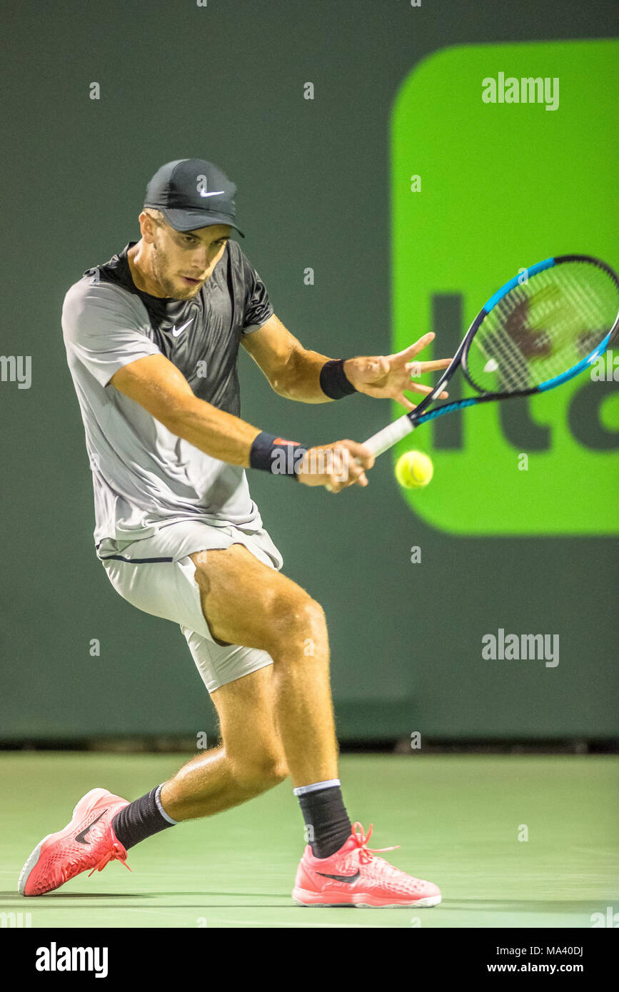 Miami, Stati Uniti d'America. 29 Mar, 2018. Stati Uniti d'America. Gioco per i quarti di finale, tenutasi giovedì (29). Borna Coric (CRO). Credito: Fabio Leoni/FotoArena/Alamy Live News Foto Stock