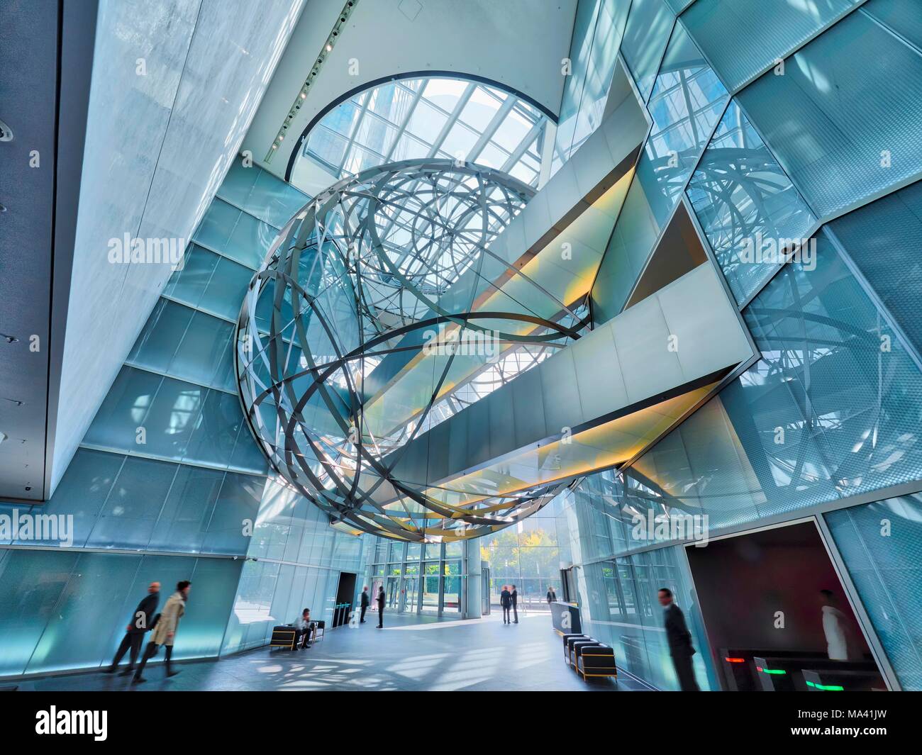 Il foyer di Deutsche Bank, Frankfurt am Main, Germania Foto Stock