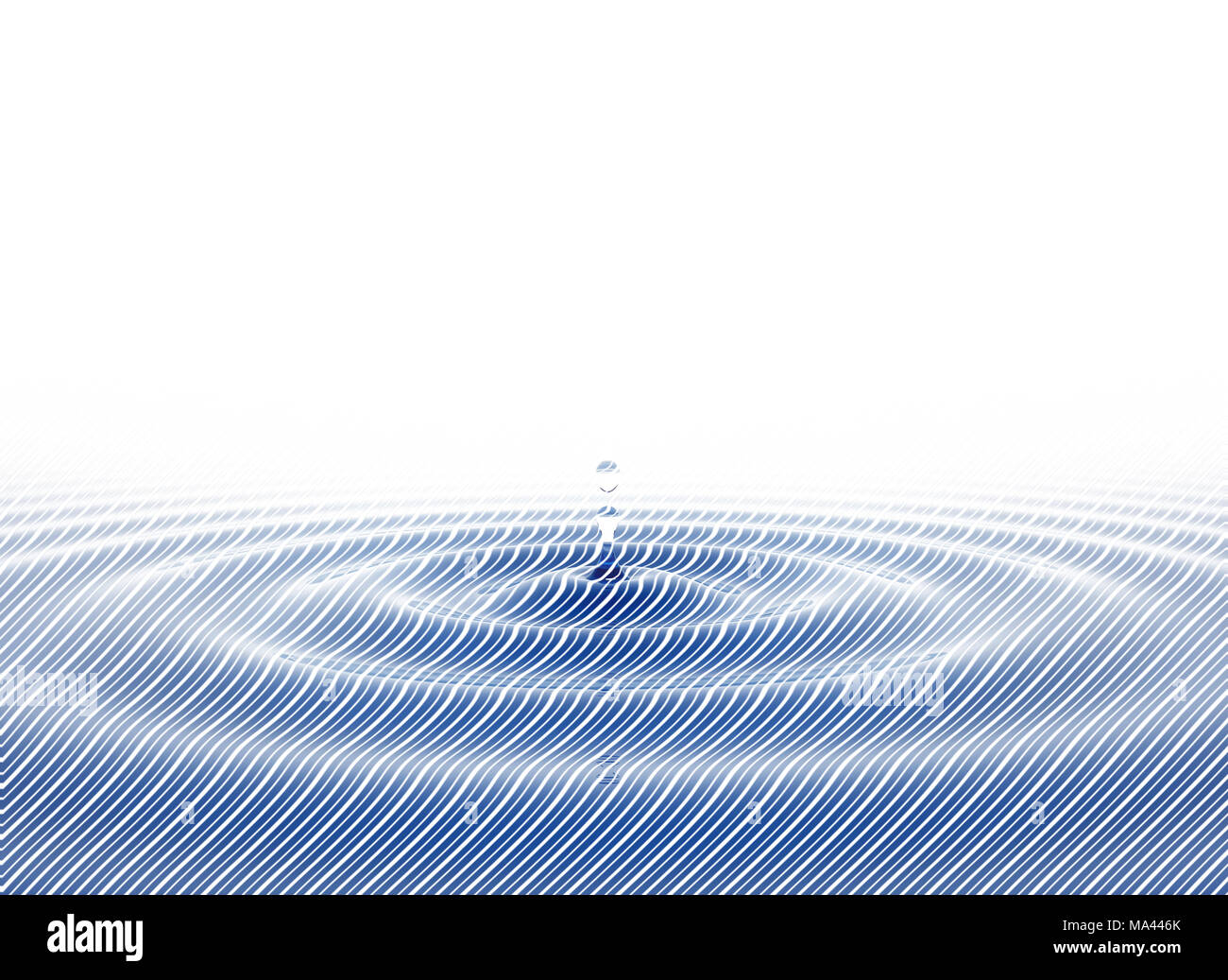 Digital clear Blue Water drop e delle ondulazioni con copia in bianco area di spazio Foto Stock