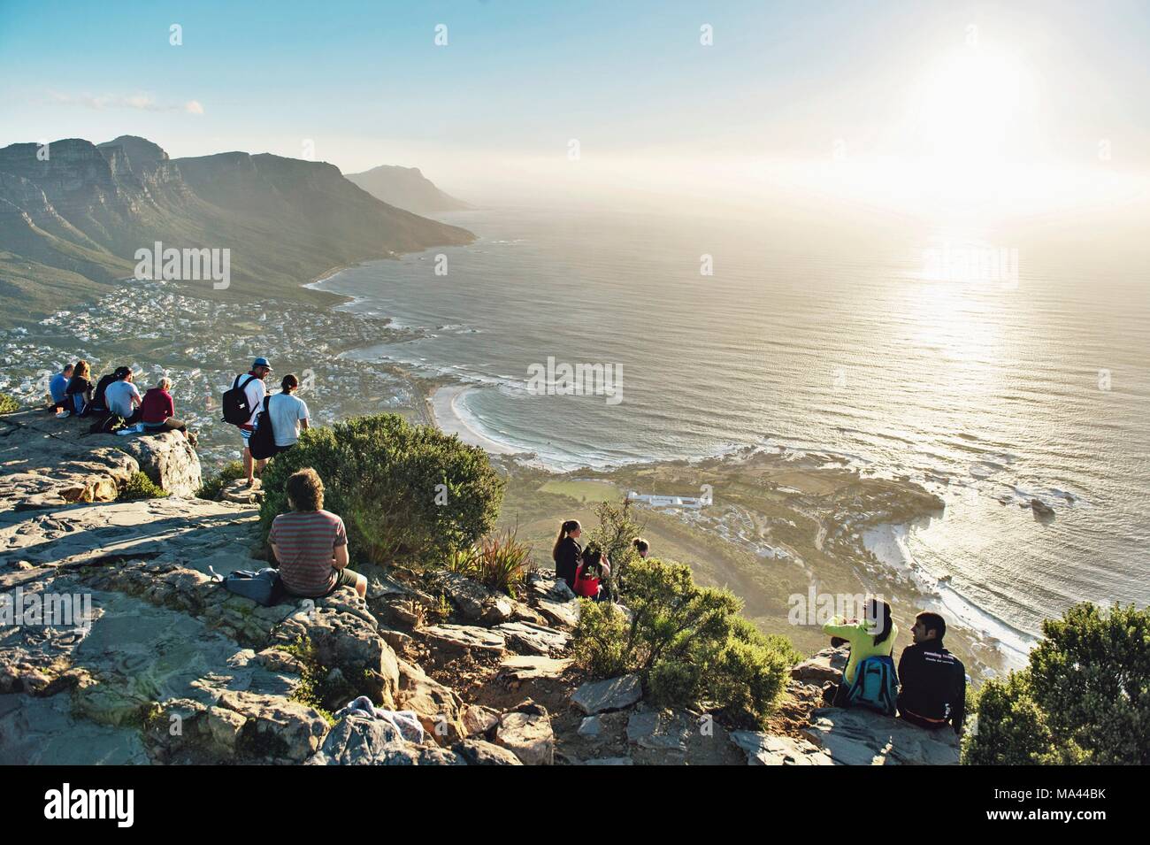 Sul vertice della testa di leone di Città del Capo in Sud Africa Foto Stock