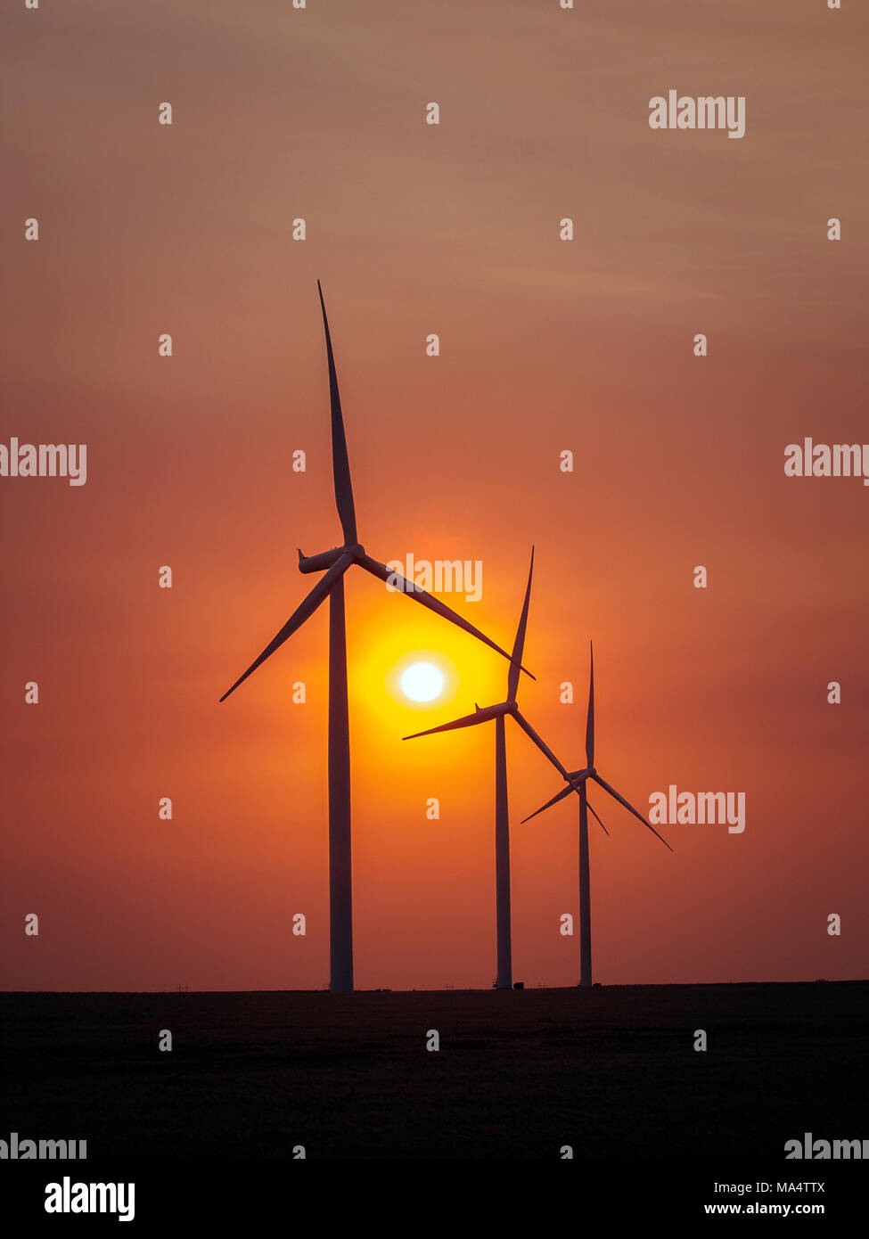 Crocevia progetto di centrale eolica da Oklahoma Gas & Electric (OG&E) aperto nel tardo 2011 con 98 direct drive turbine da Siemens. Situato a 160 km a nord-ovest di Oklahoma City nella contea di Dewey, è un 227,5 megawatt di progetto. Foto di J.G. Domke Foto Stock