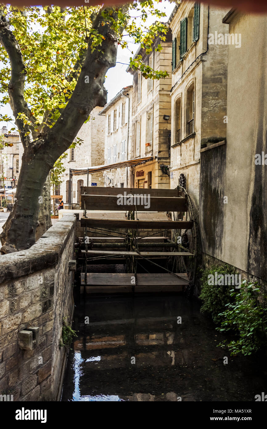 Waterwheel in Avignon, Francia Foto Stock
