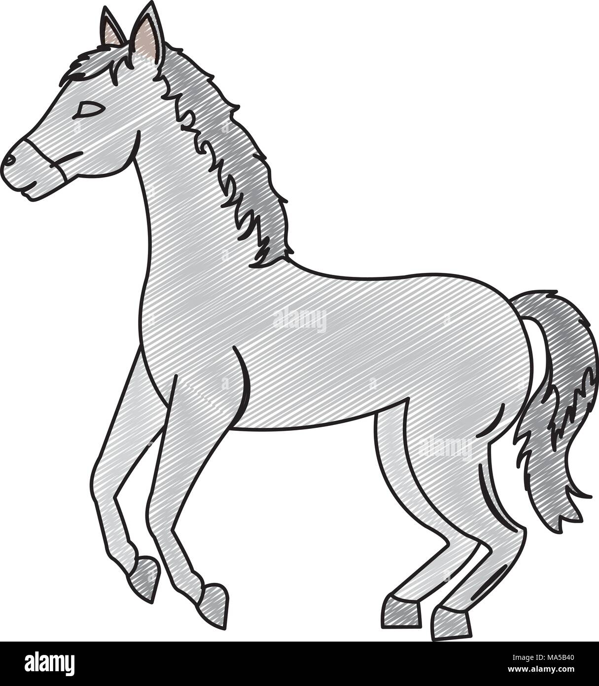 Doodle cavallo animale per trasporto di viaggio nel deserto Illustrazione Vettoriale