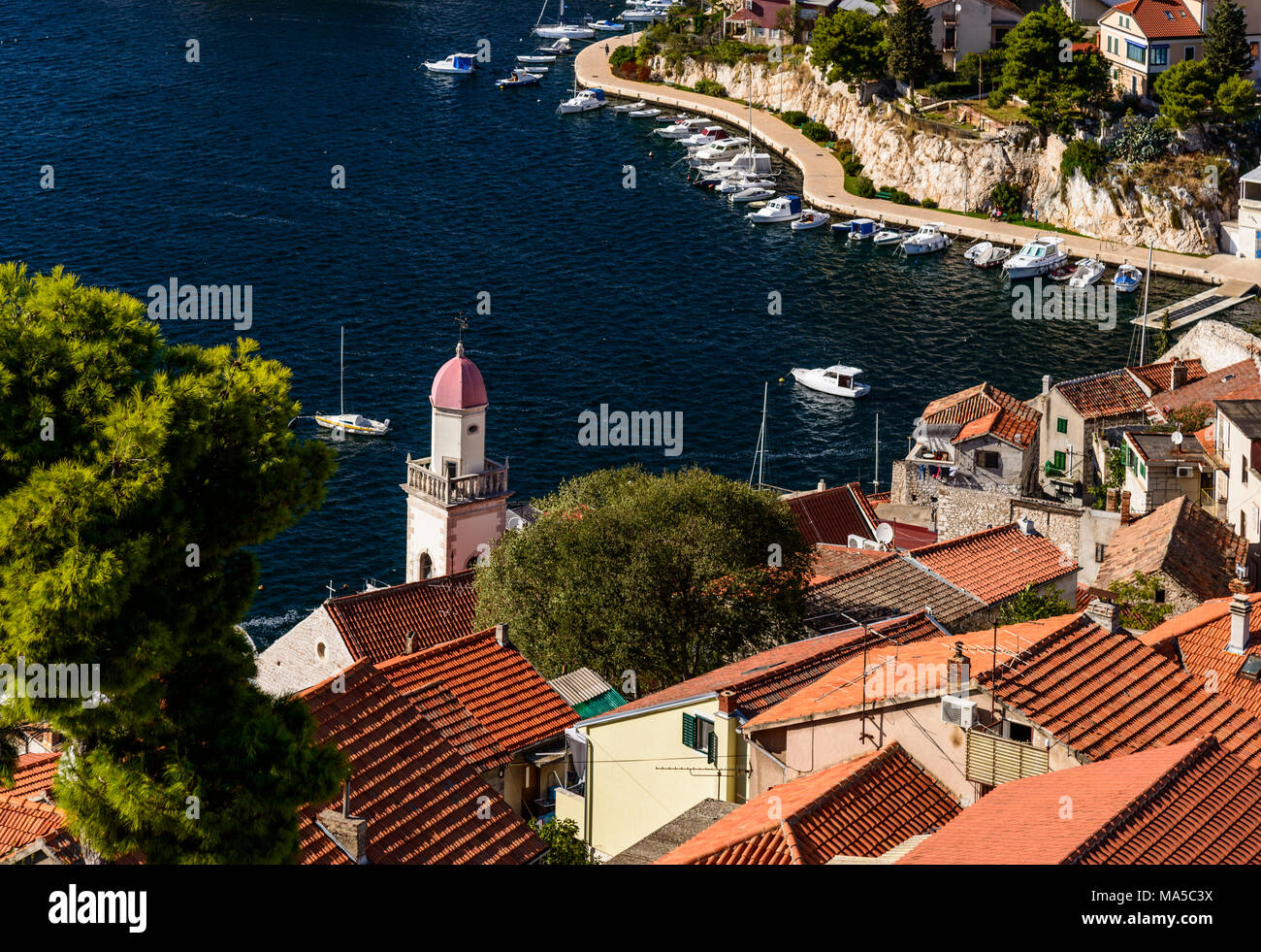 Croazia, Dalmazia, Sibenik, Città Vecchia, Fisherman's trimestre Dolac, vista da Michele Sveti fortezza Foto Stock
