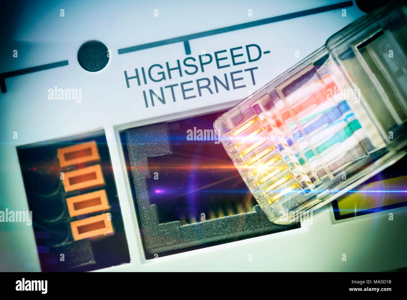 Internet via cavo, Internet ad alta velocità, espansione della banda larga Foto Stock