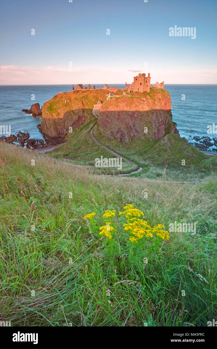Rovinato rupe Rocca, il castello di Dunottar di Stonehaven, Eastern Scotland, Regno Unito Foto Stock