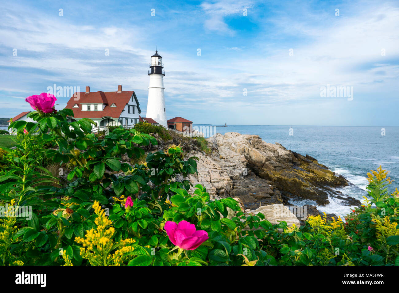 Portland Head Lighthouse, Cape Elisabeth; New England, Maine, Stati Uniti d'America Foto Stock