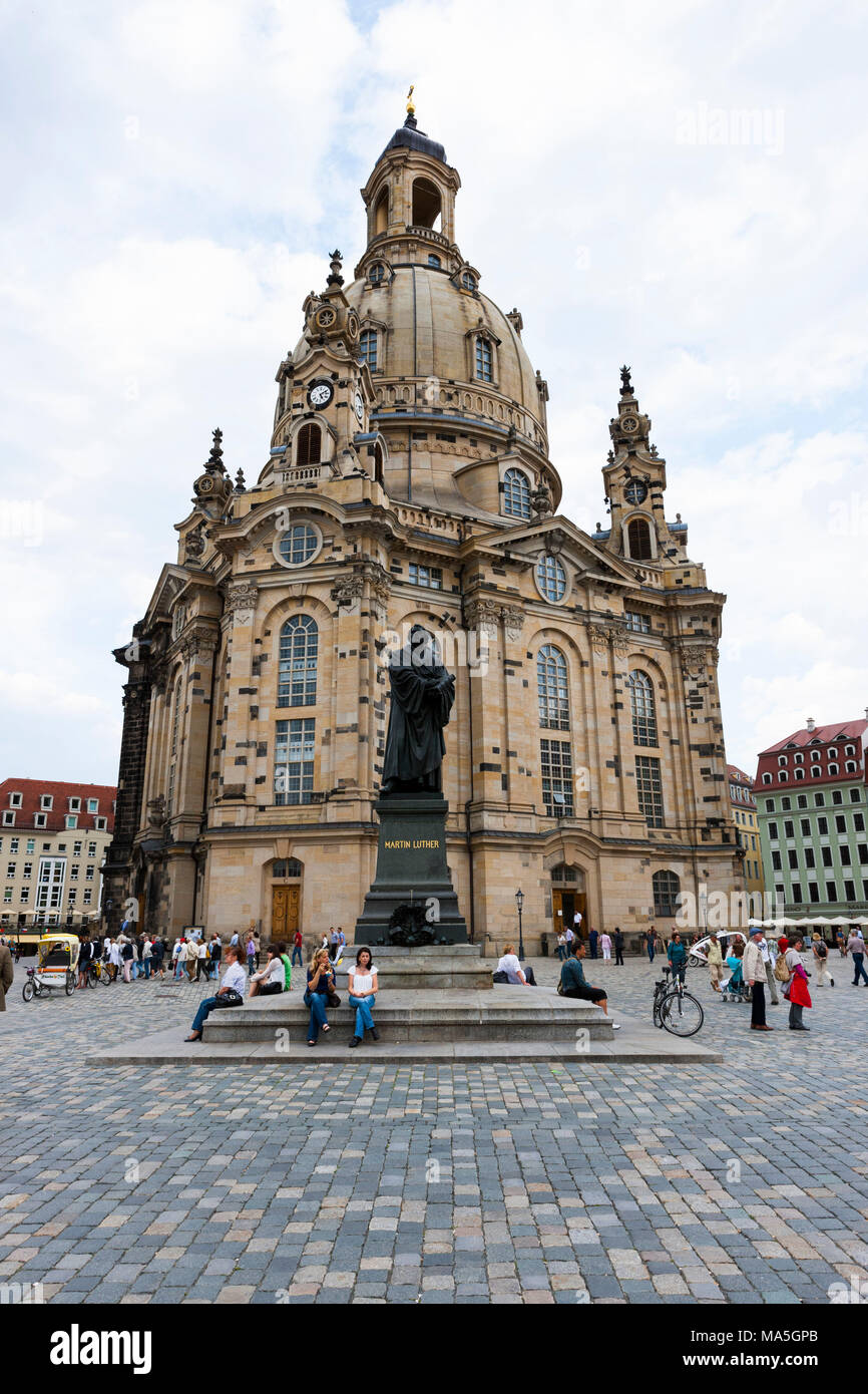 La Frauenkirche di Dresda, Sassonia, Germania Foto Stock