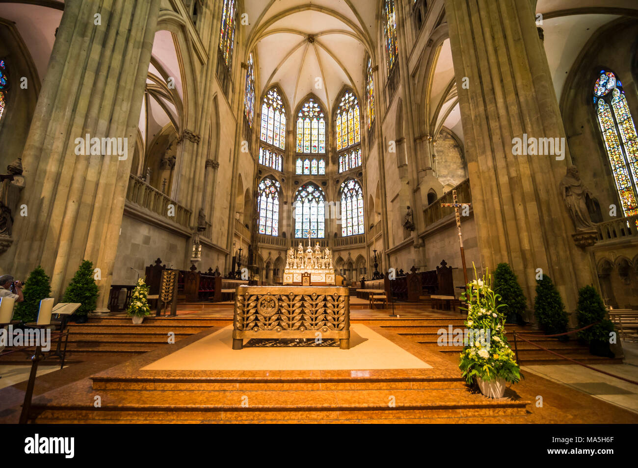 Interno della Basilica di San Pietro Dom (cattedrale) del patrimonio mondiale dell'Unesco, Regensburg, Baviera, Germania Foto Stock