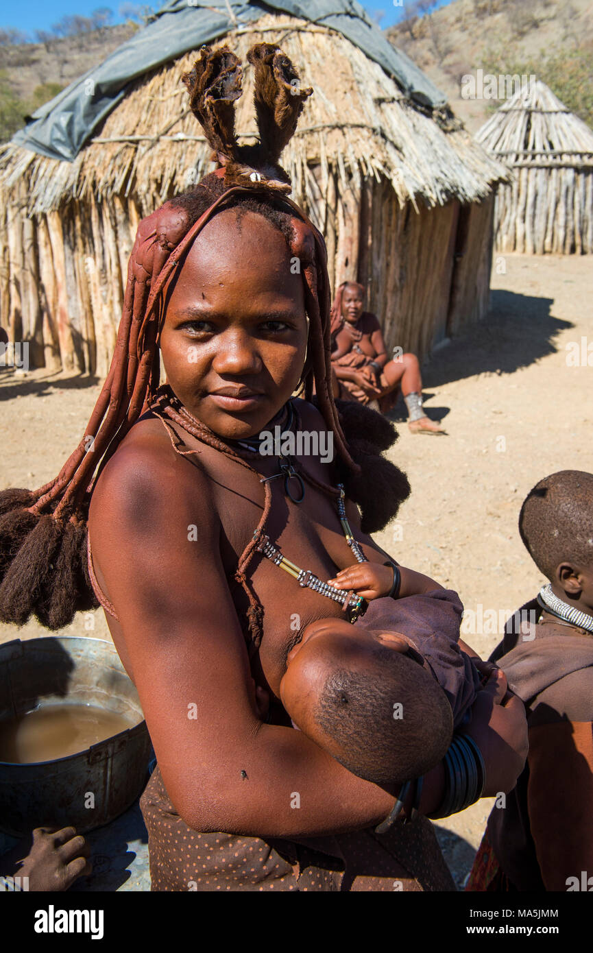 Donna Himba, Kaokoland, Namibia Foto Stock
