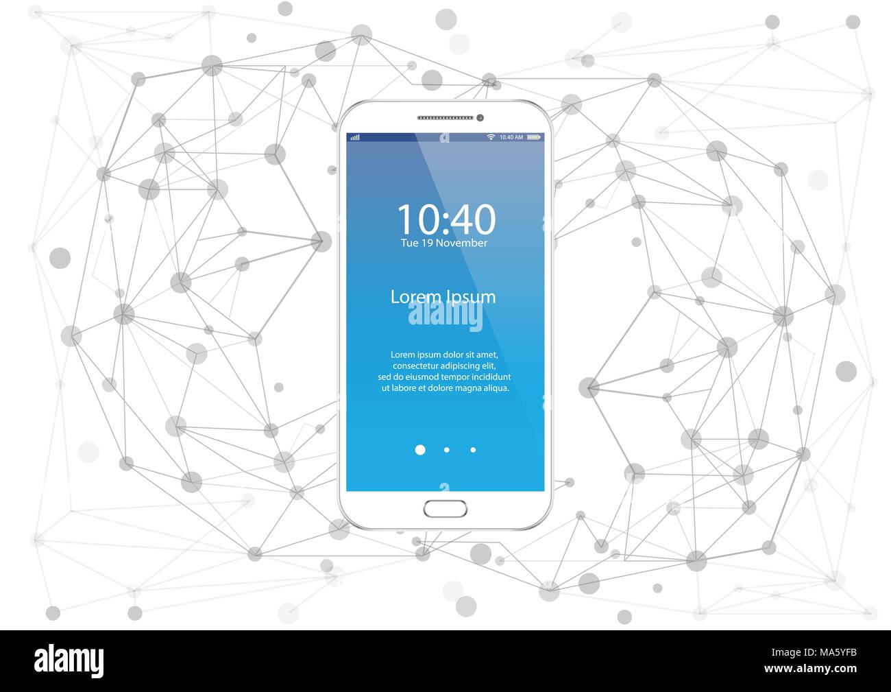 Bianco dello smartphone. Smartphone isolati su social media concetto illustrazione vettoriale Illustrazione Vettoriale